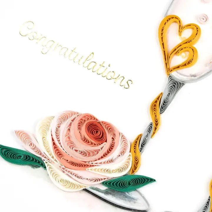 Wedding Toasting Flutes Quilling Card