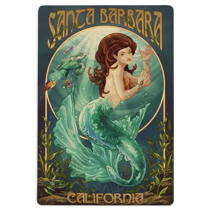 Santa Barbara Wood Postcards -  Mermaid