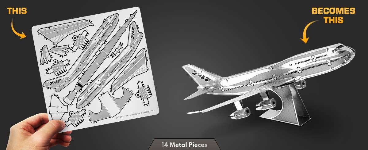 3D Metal Puzzle - 747 Boeing plane