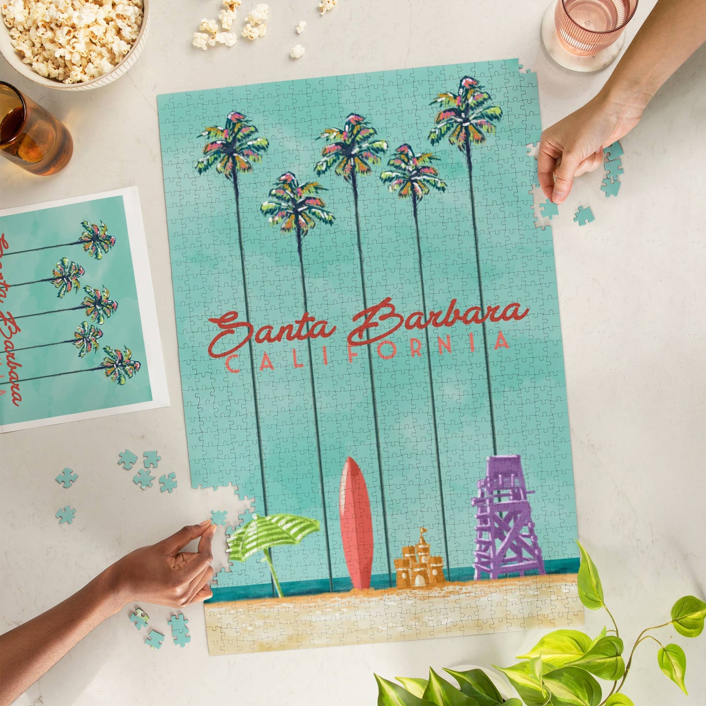 Palm Tree and Surfboard Santa Barbara 1000 Piece Jigsaw Puzzle