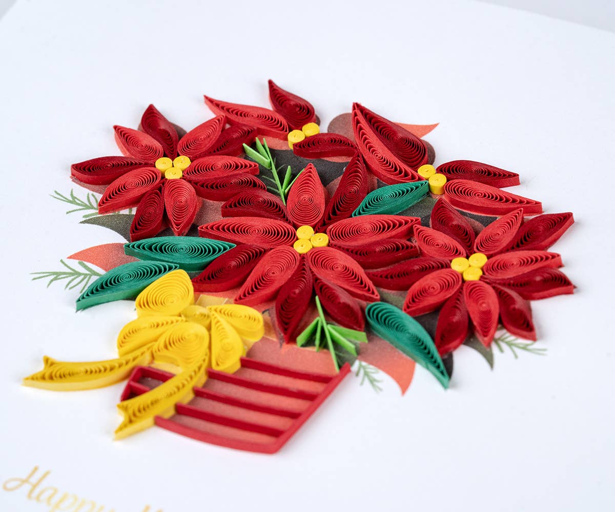 Potted Poinsettia Holiday Quilling Card