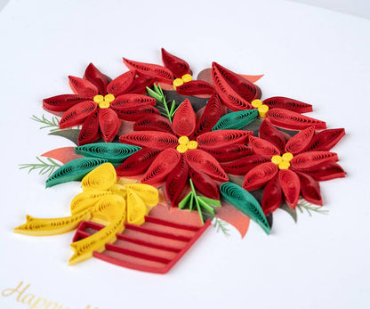 Potted Poinsettia Holiday Quilling Card