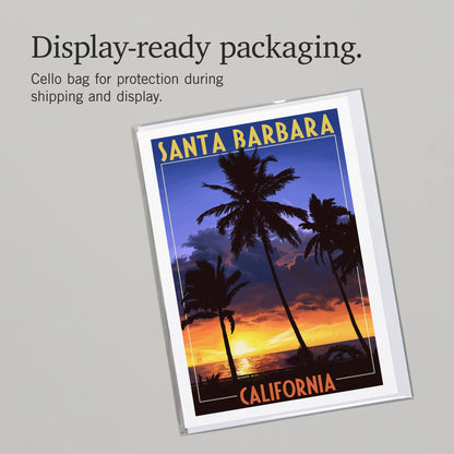 Santa Barbara Greeting Card - Palms & Sunset