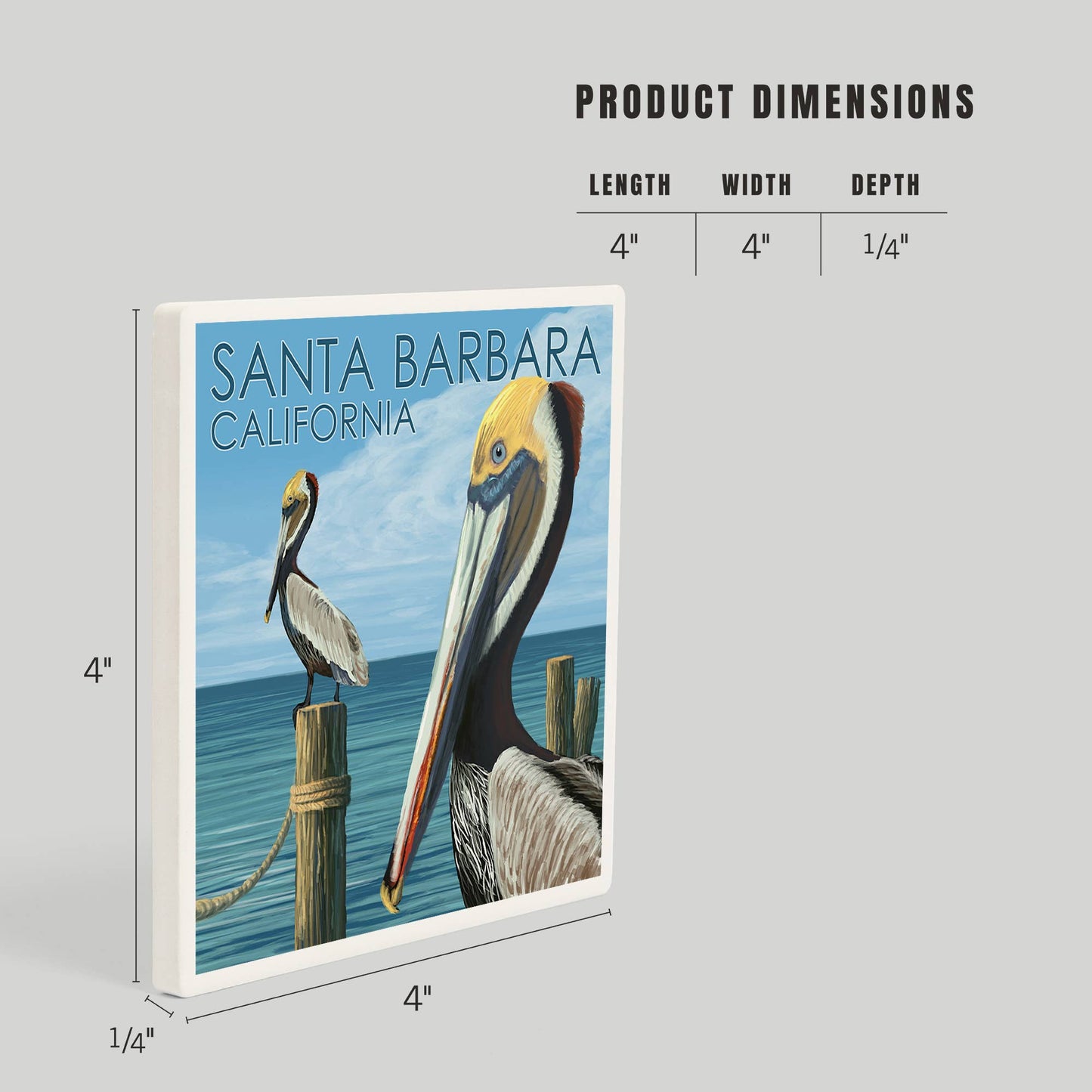 Pelican Santa Barbara Ceramic Coaster