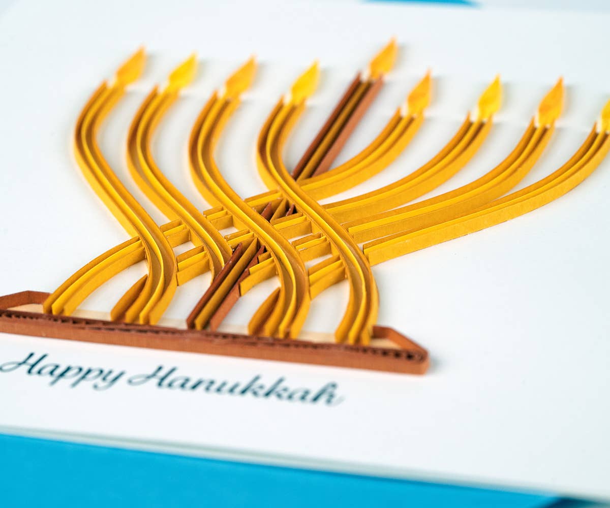 Modern Menorah Hanukkah Quilling Card
