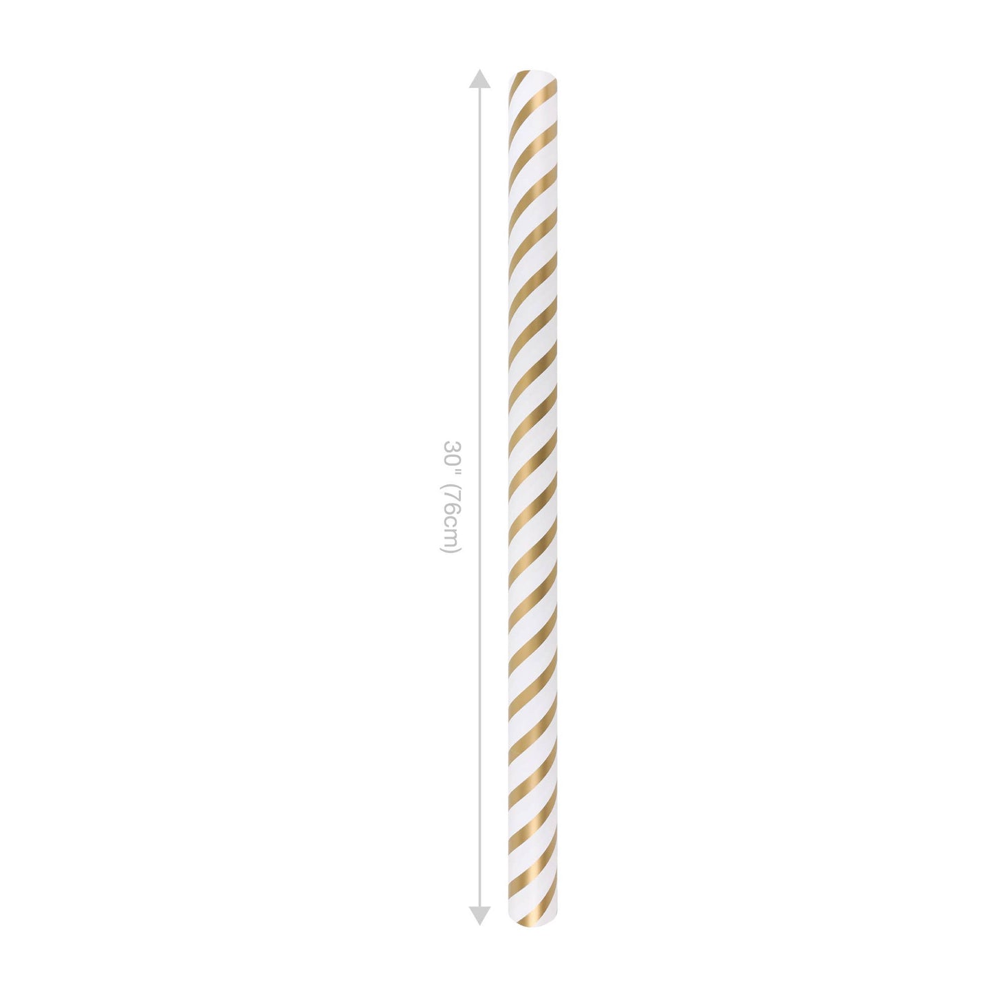 White/Gold Diagonal Stripe - 30" x 10' Wrapping Paper |