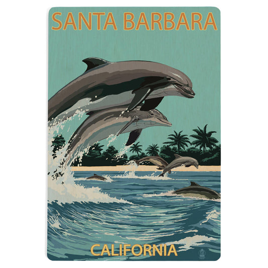 Santa Barbara Wood Postcards - Dolphins