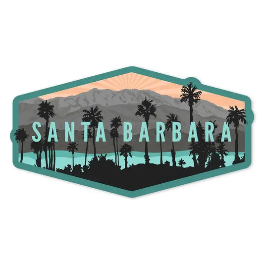 Santa Barbara Stickers - Small Santa Barbara Palm Trees and Mountain