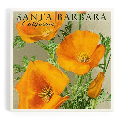 California Poppy Santa Barbara Ceramic Coaster