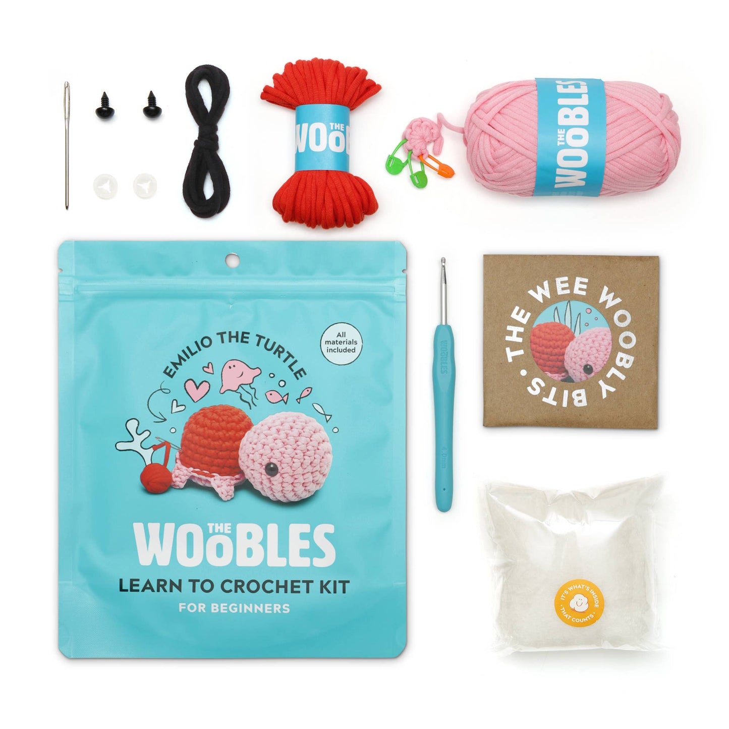 Emilio the Turtle - Pink - The Woobles Crochet Kit