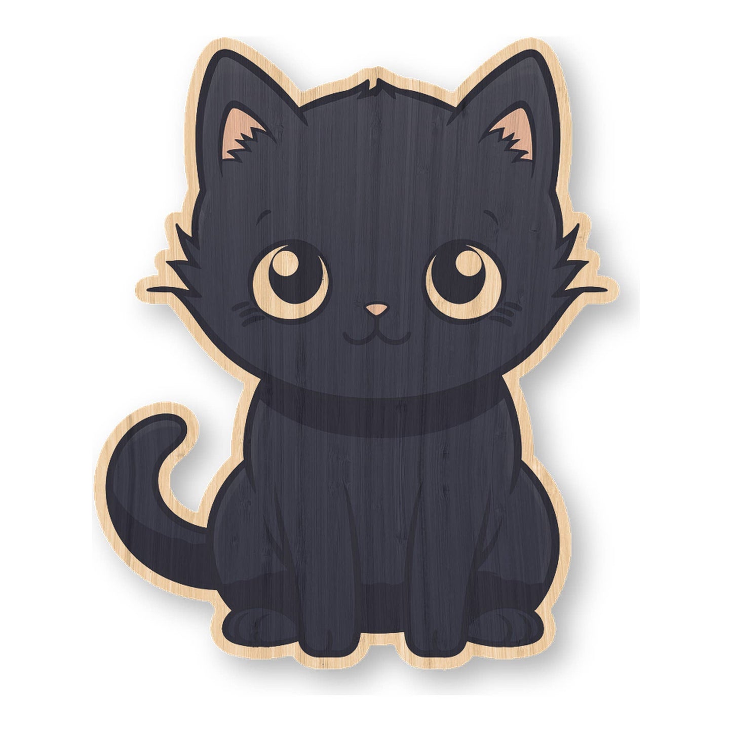 Black Cat - Bamboo Wood Sticker