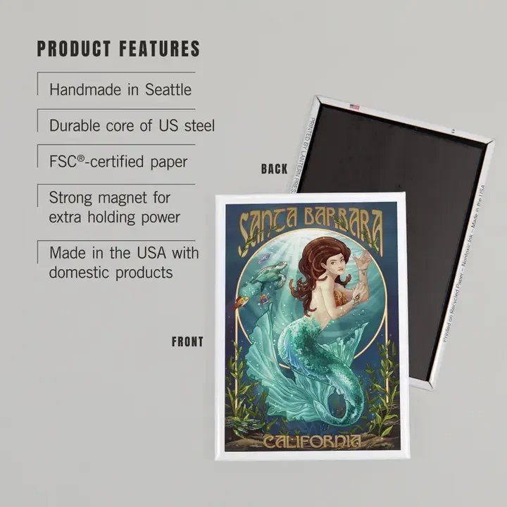Mermaid Santa Barbara Magnet