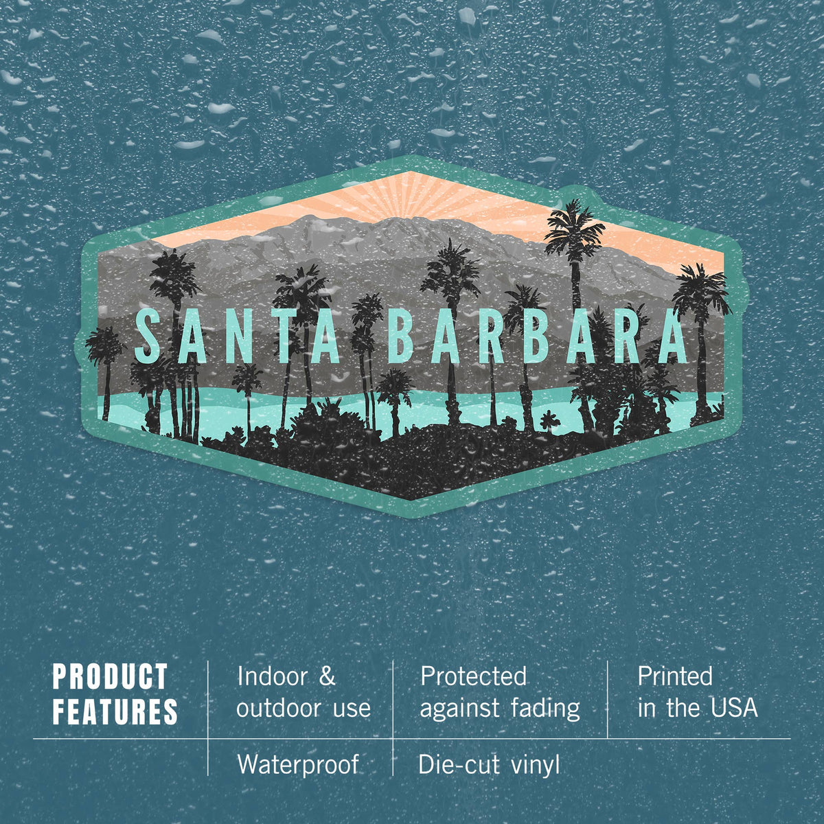 STICKERS Santa Barbara, California Palms Mountains: Small