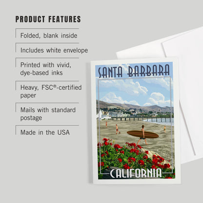 Beach Surfer Santa Barbara Greeting Card