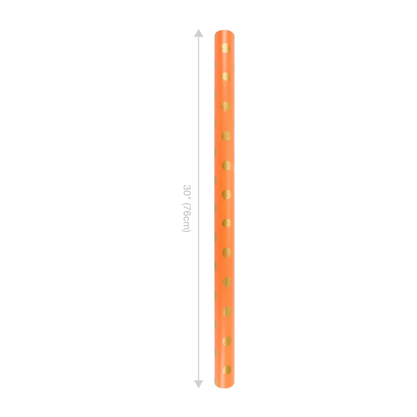 Orange w/ Metallic Gold Polka Dot - 30" x 10' Wrapping Paper