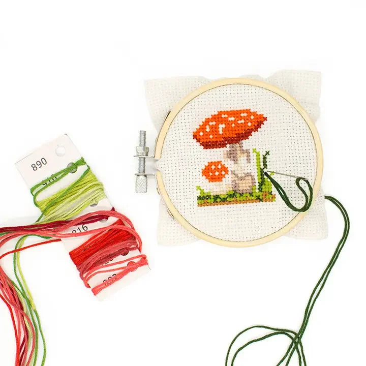 Mushroom Mini Cross Stitch - Kikkerland