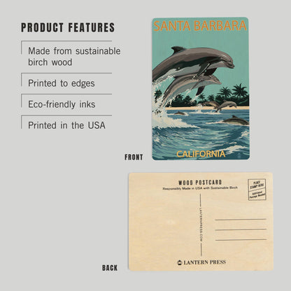 Santa Barbara Wood Postcards - Dolphins