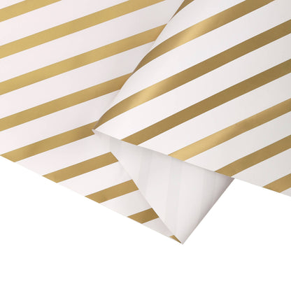 White/Gold Diagonal Stripe - 30" x 10' Wrapping Paper |