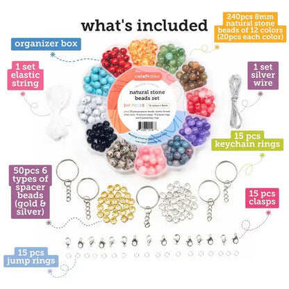 Incraftables Natural Gemstone Beads Kit – 240 Beads
