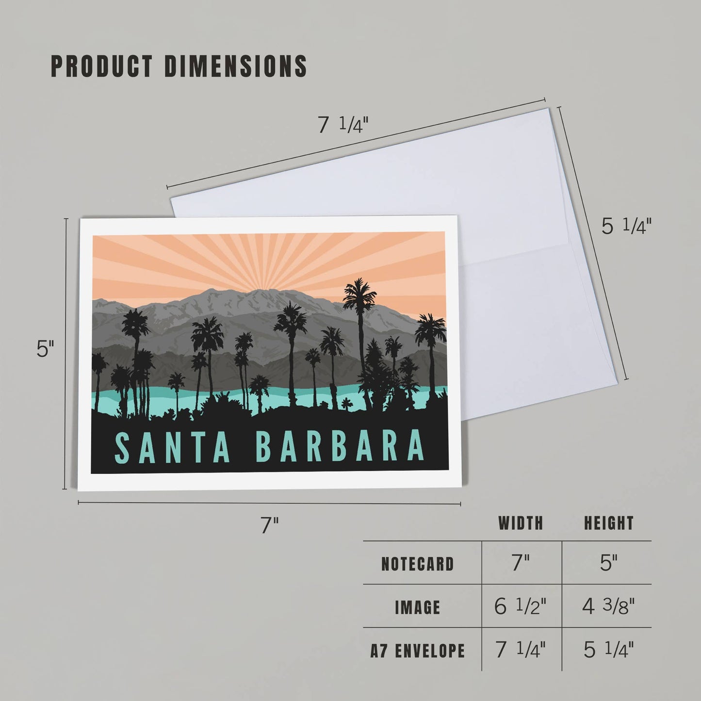 Plam Trees and Mountain Santa Barbara Greeting Card
