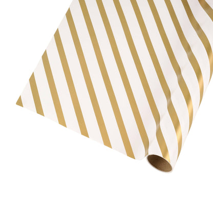 White/Gold Diagonal Stripe - 30" x 10' Wrapping Paper |