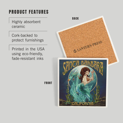 Mermaid Santa Barbara Ceramic Coaster