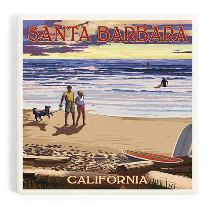 Dog Beach Santa Barbara Ceramic Coaster