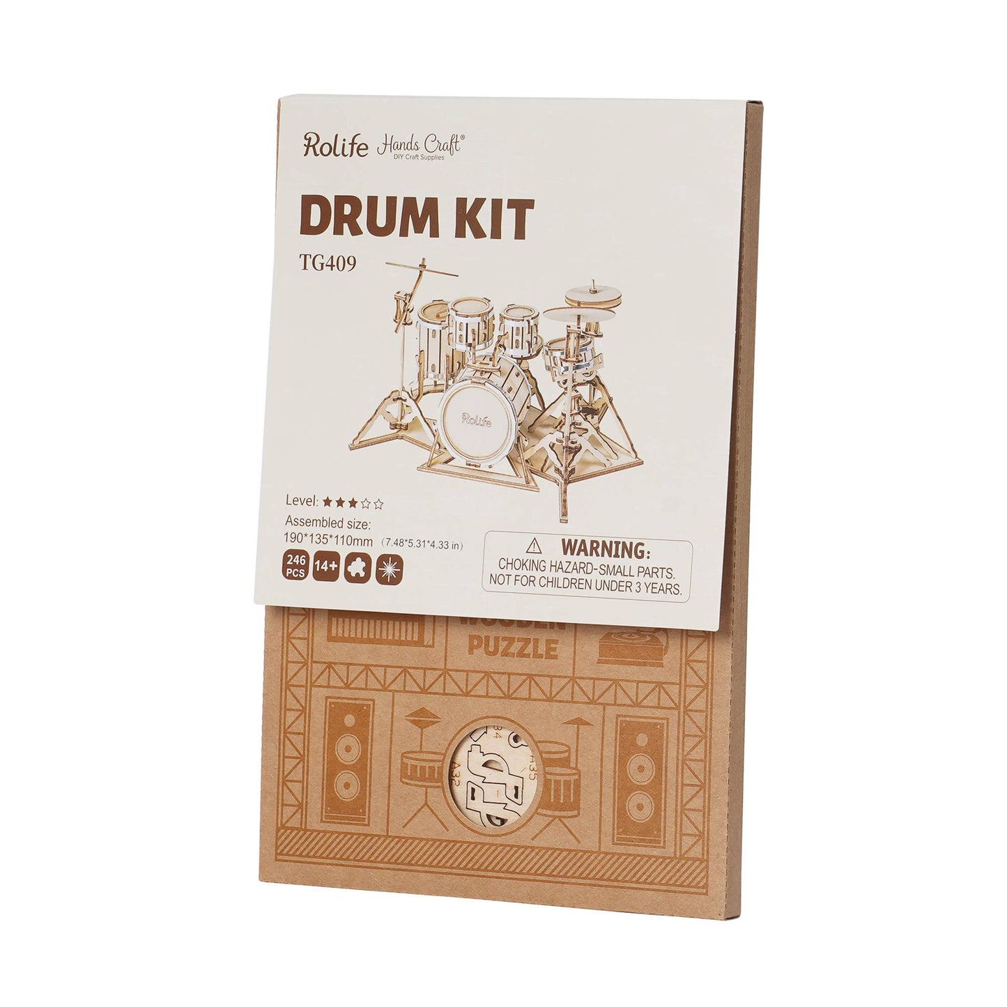 3D Wood Puzzle: Drum Kit