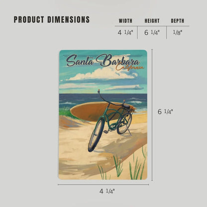 Santa Barbara Wood Postcards - Beach Bike