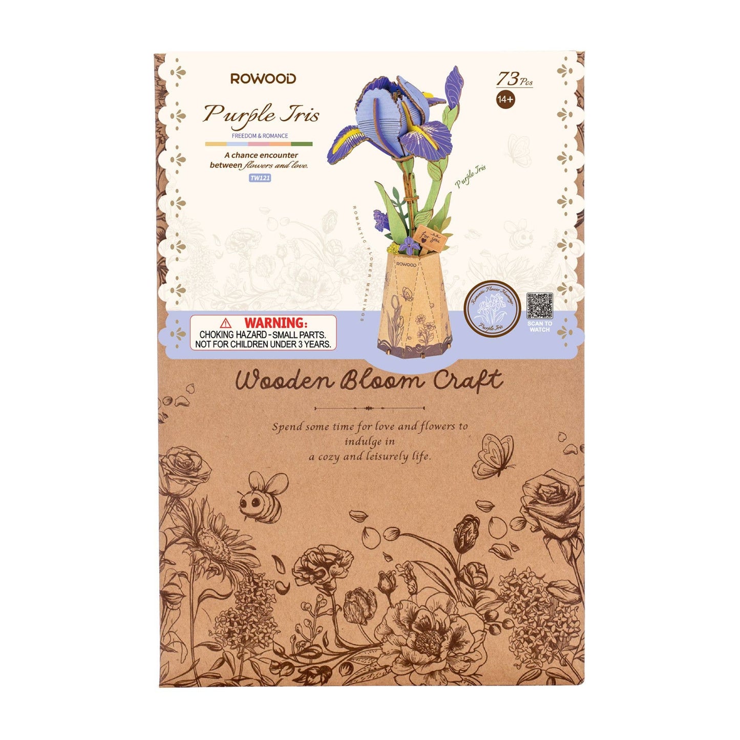 Rowood Purple Iris 3D Wooden Puzzle