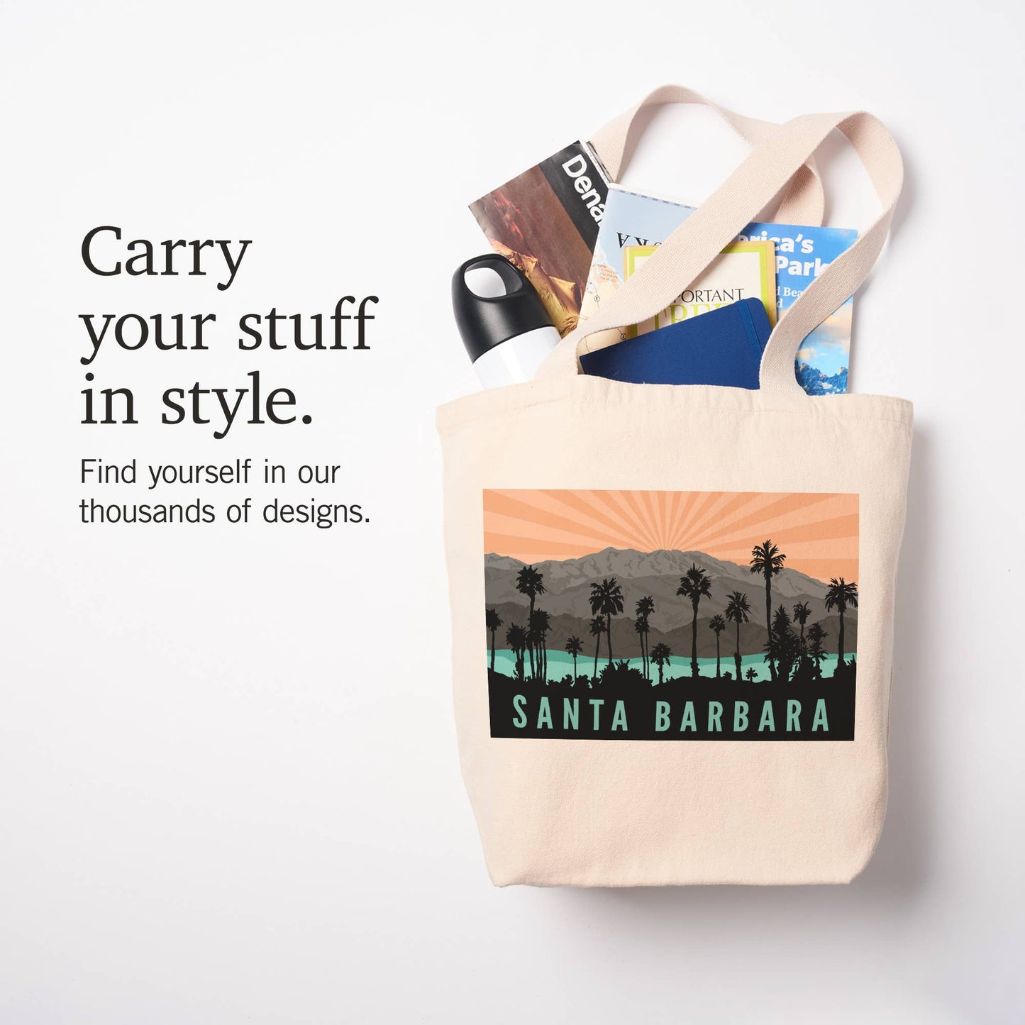 Palm Trees and Mountain Santa Barbara Tote Bag