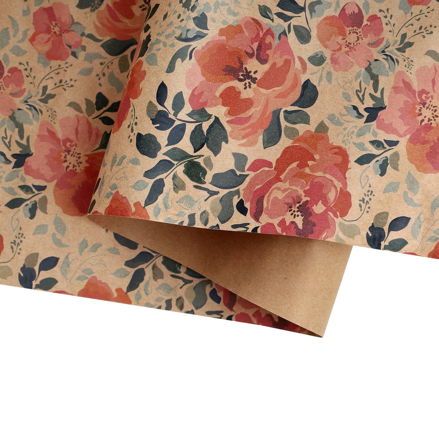 Kraft Pink Floral - 30" x 10' Wrapping Paper