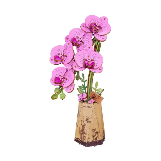 3D Wooden Flower Puzzle: Purple Moth Orchid
