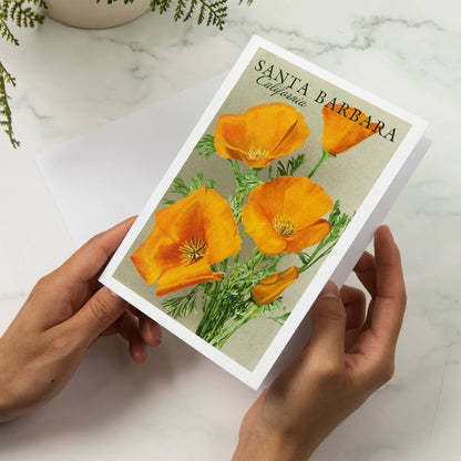 Santa Barbara Greeting Card - California, Poppy Flowers