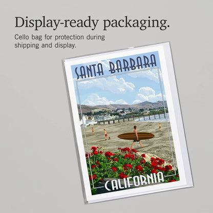 Beach Surfer Santa Barbara Greeting Card
