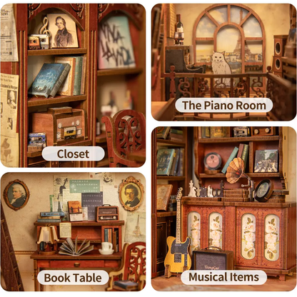 DIY Book Nook Kit: The Secret Rhythm with Dust Cover