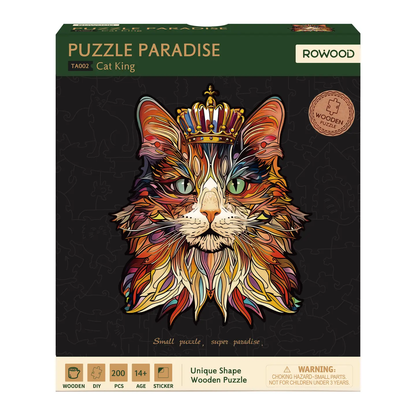 Rowood Cat King Diy 2D Wooden Puzzles Crafts Kits