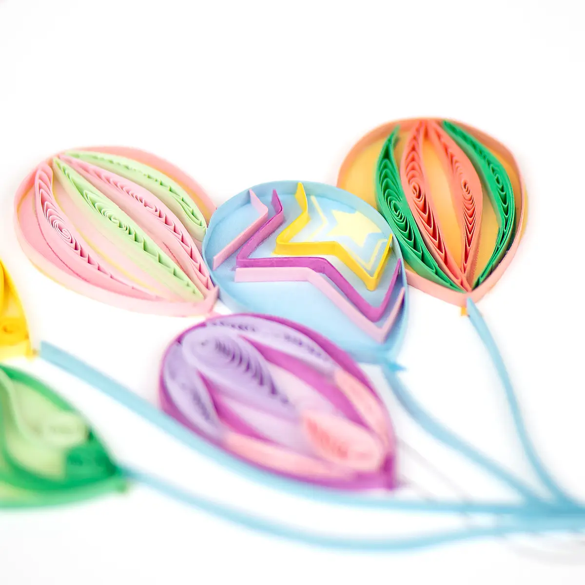 Colorful Balloon Bunch Birthday Quilled Greeting Card