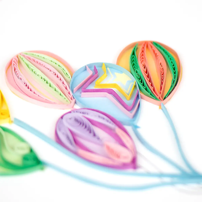 Colorful Balloon Bunch Birthday Quilled Greeting Card