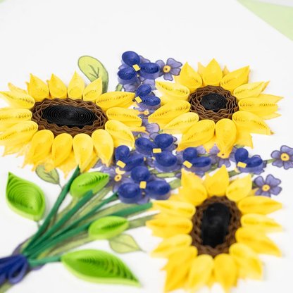 Birthday Sunflower Bouquet Quilled Greeting Card