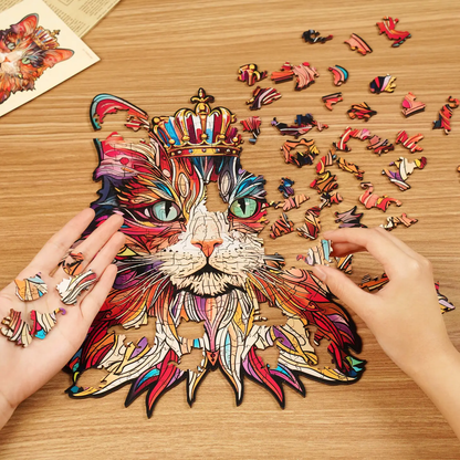Rowood Cat King Diy 2D Wooden Puzzles Crafts Kits