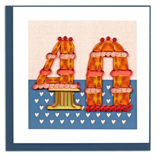 Quilled Birthday Milestone Greeting Card - 40
