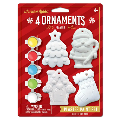 Holiday Ornaments - 4-Pack Plaster Paint Kit