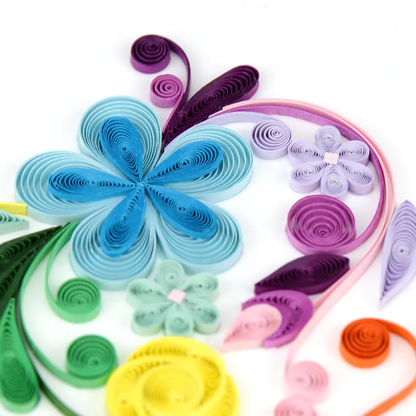 Quilled Floral Rainbow Heart Greeting Card