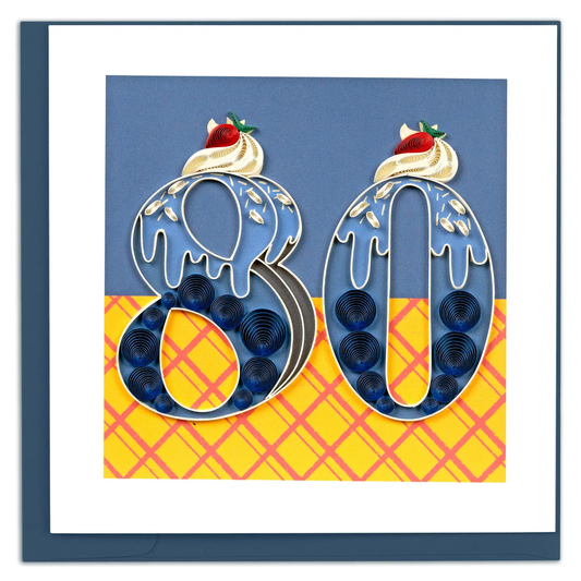 Quilled Birthday Milestone Greeting Card - 80