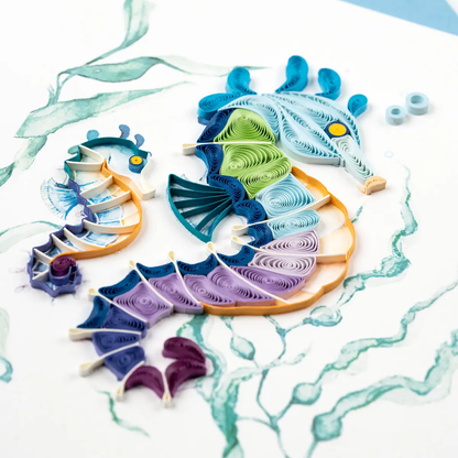 Quilled Colorful Seahorse Greeting Card
