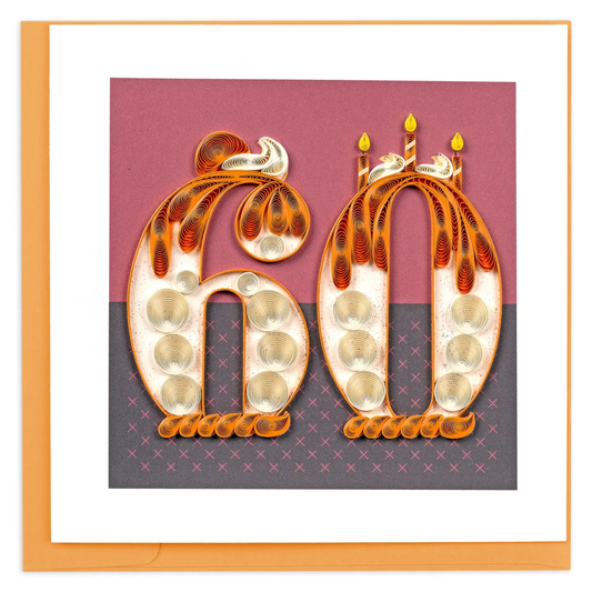 Quilled Birthday Milestone Greeting Card - 60