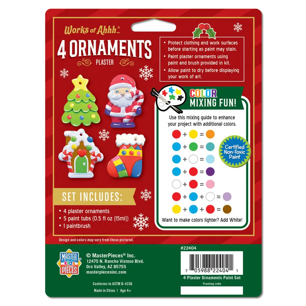 Holiday Ornaments - 4-Pack Plaster Paint Kit