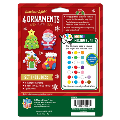 Holiday Ornaments - 4-Pack Plaster Paint Kit