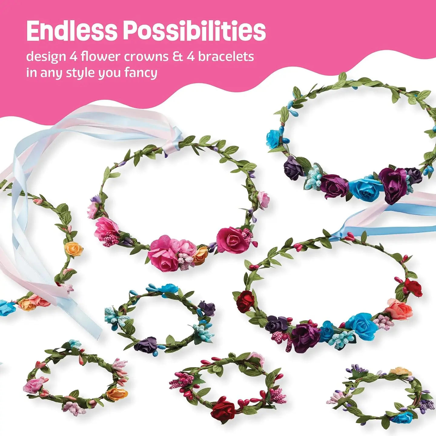Flower Crowns & Bracelet Making Kit For Kids